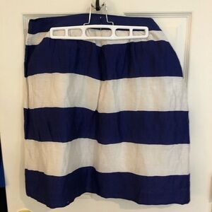 Loft Blue White Striped Linen Blend Skirt NEW 12